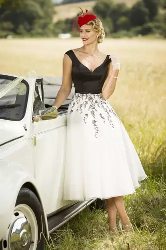 Black and best sale white tea dress